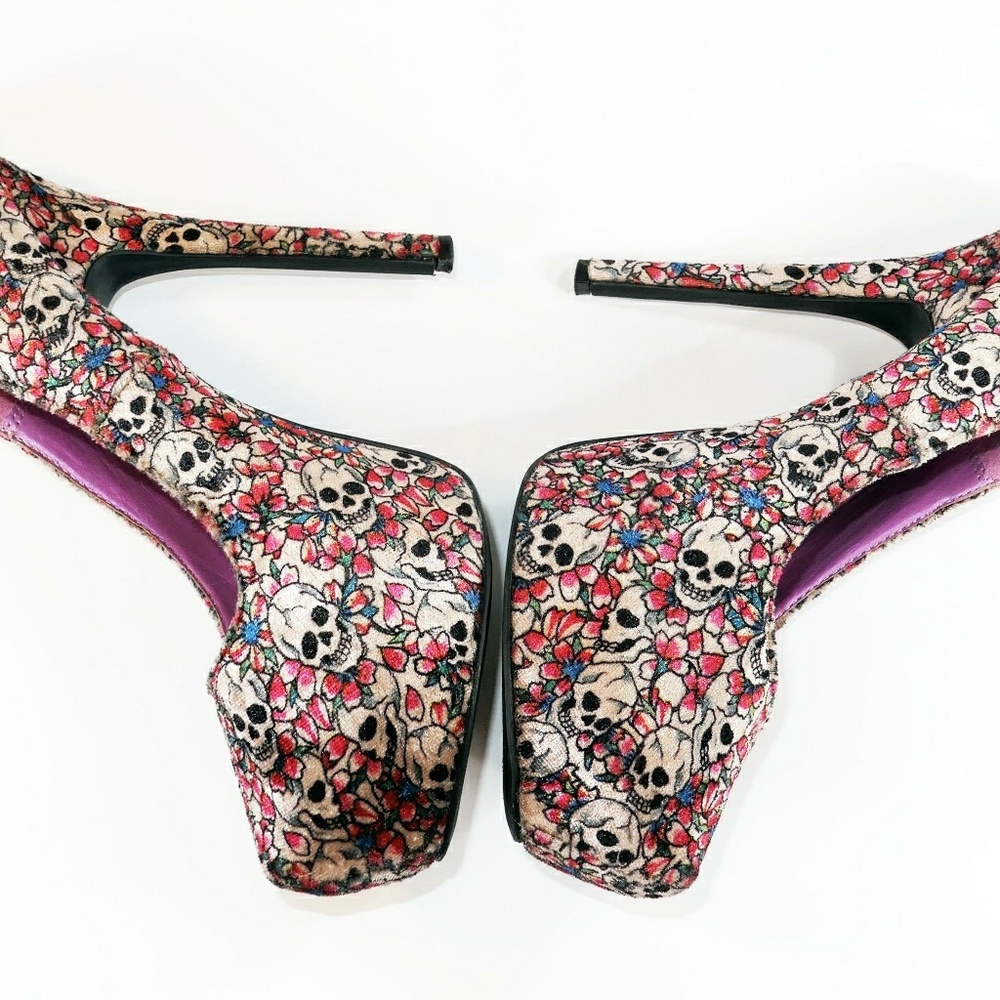 Skull Bones Tattoo Tall Stilettos Punk Goth Pink